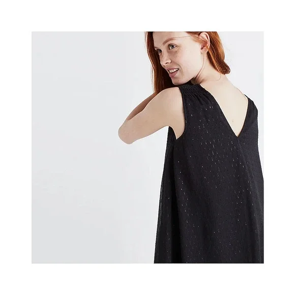 Madewell Nightshine Dress Black Silk Sparkly Shift Dress Size 2 - Picture 4 of 16